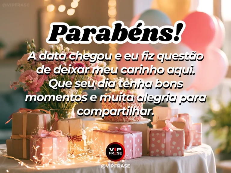 Mensagem de aniversário para WhatsApp sobre carinho, com heartfelt handwritten blank birthday card and flowers beside cake.