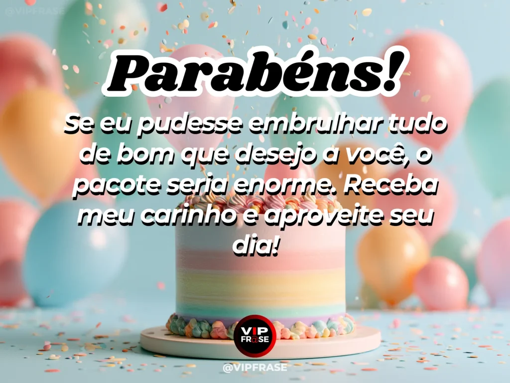 Mensagem de aniversário para WhatsApp sobre carinho, com large elegant wrapped birthday gift box with lush floral decoration.