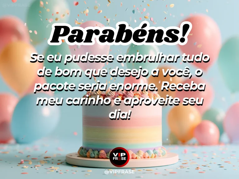 Mensagem de aniversário para WhatsApp sobre carinho, com large elegant wrapped birthday gift box with lush floral decoration.