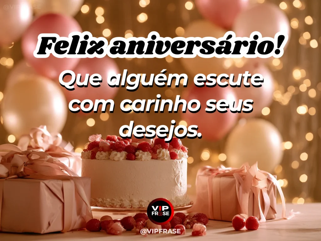 Mensagem de aniversário para WhatsApp sobre carinho, com delicate wrapped gift and elegant handwritten blank card.