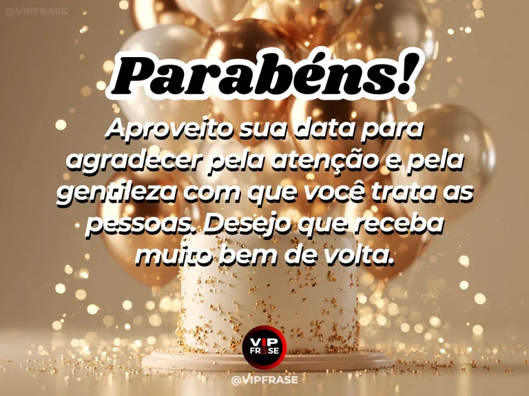 Mensagem de aniversário para WhatsApp sobre gratidão, com thank you gift.