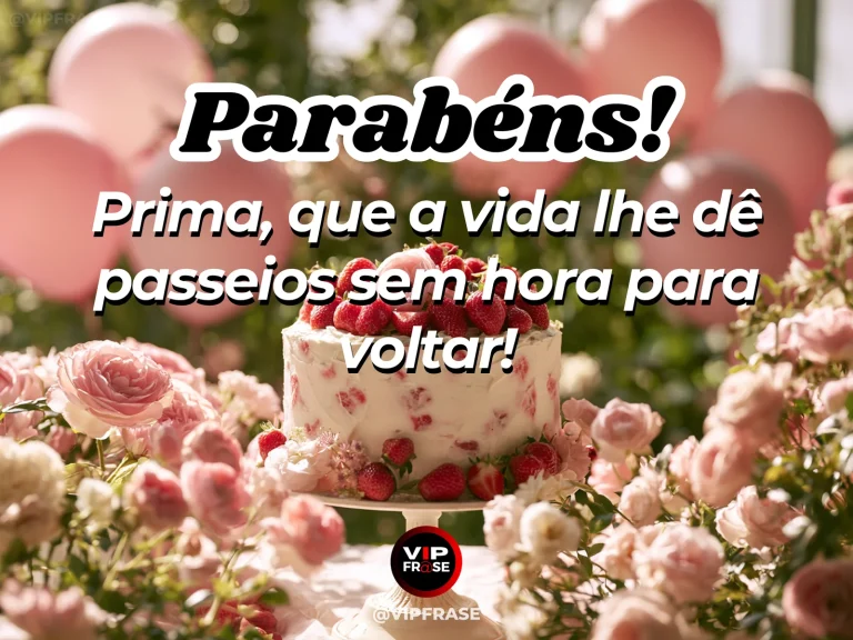 Mensagem de aniversário para prima sobre felicidade, com sunlit garden path.