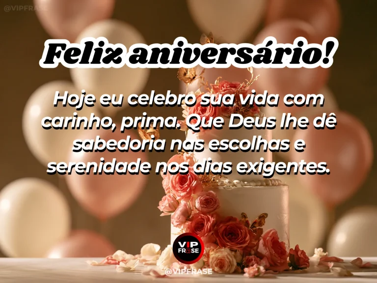 Mensagem de aniversário para prima sobre deus, em pátio com flores claras.