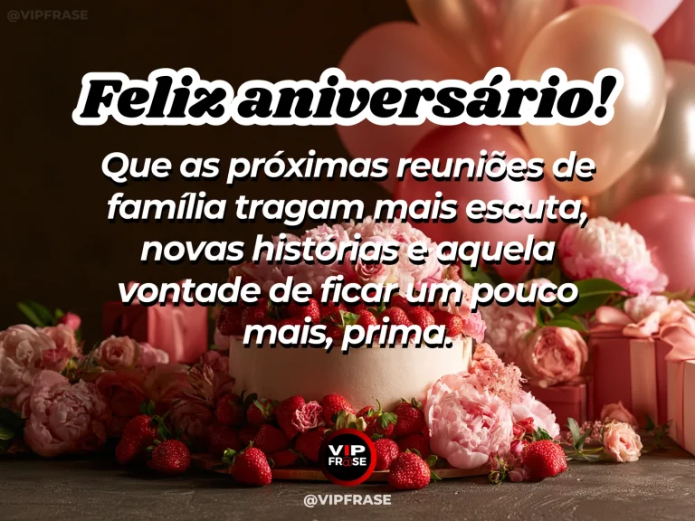 Mensagem de aniversário para prima sobre familia, com long garden table under flowering trees.