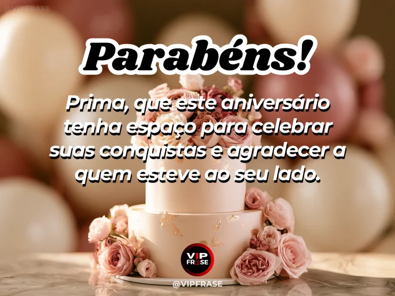 Mensagem de aniversário para prima sobre gratidao, em casa com jardim florido.