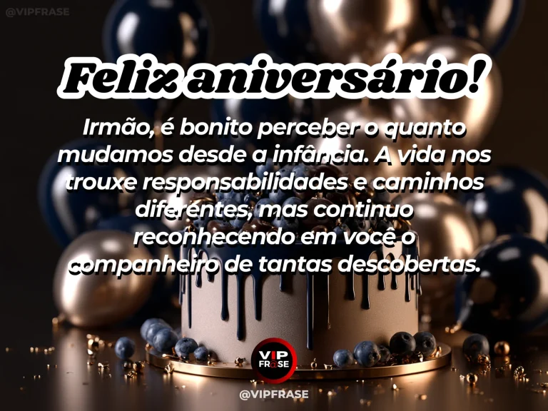 Mensagem de aniversário para irmão sobre família, com barquinhos de papel e bolo.