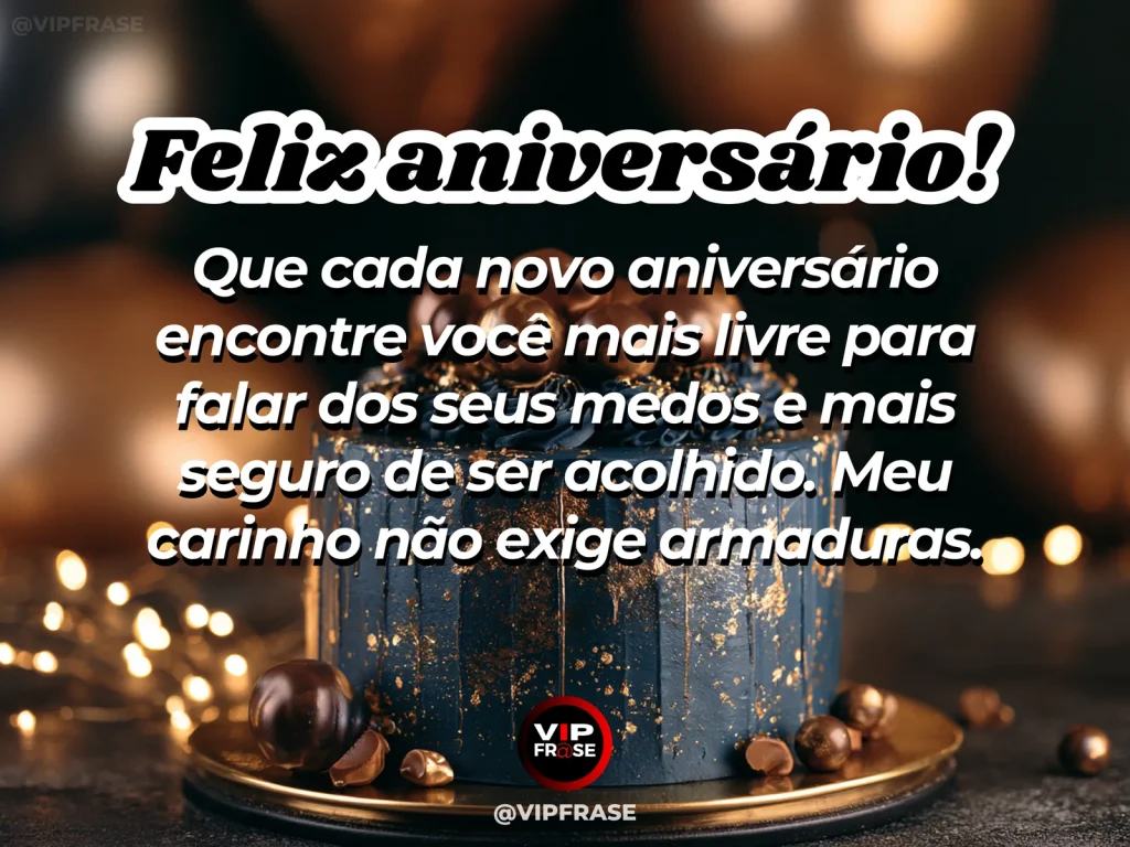 Mensagem de aniversário para marido sobre conforto, com cenário festivo delicado.