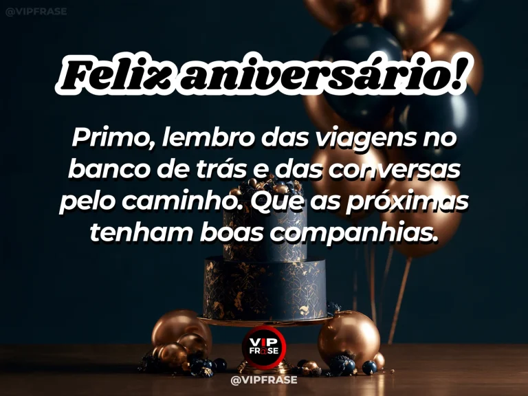 Arte de aniversário para primo sobre familia, com bright open road stretching toward sunlit green hills.