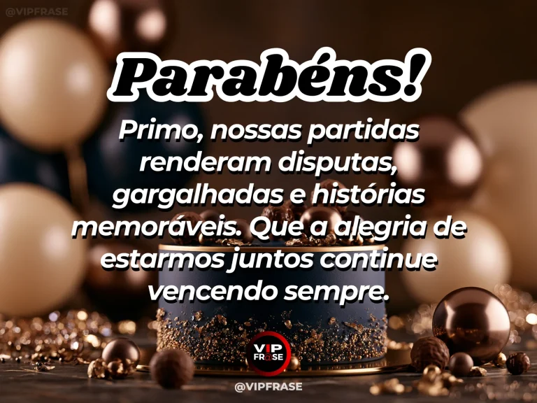 Arte de aniversário para primo sobre amizade, com wooden board game set on a sunny terrace beside plants.