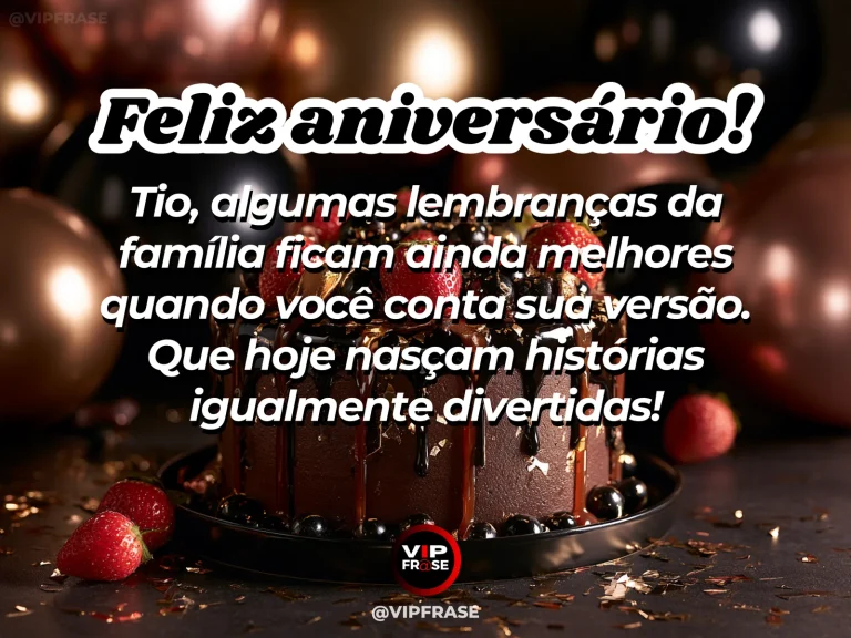 Mensagem de aniversário para tio sobre familia, com cenário acolhedor e luz natural.