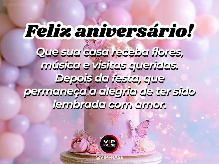 Mensagem de aniversário para madrinha sobre flores, música e visitas, com flores e toca-discos em sala de aniversário.