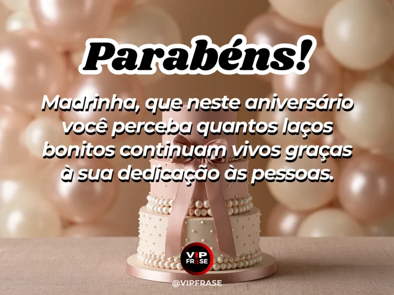 Mensagem de aniversário para madrinha sobre os laços cultivados pela madrinha, com laços coloridos entrelaçados em buquê.