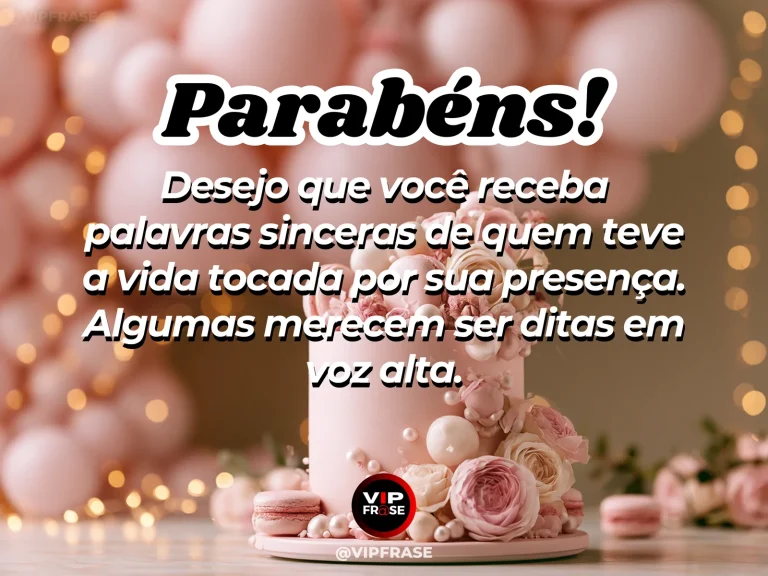 Mensagem de aniversário para madrinha sobre palavras que merecem ser ditas, com cartão de homenagem com peônias.