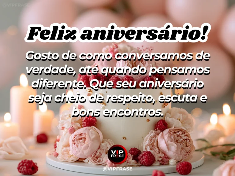 Mensagem de aniversário para namorada sobre a beleza de conversar com sinceridade, em cena colorida de flores e luz natural.