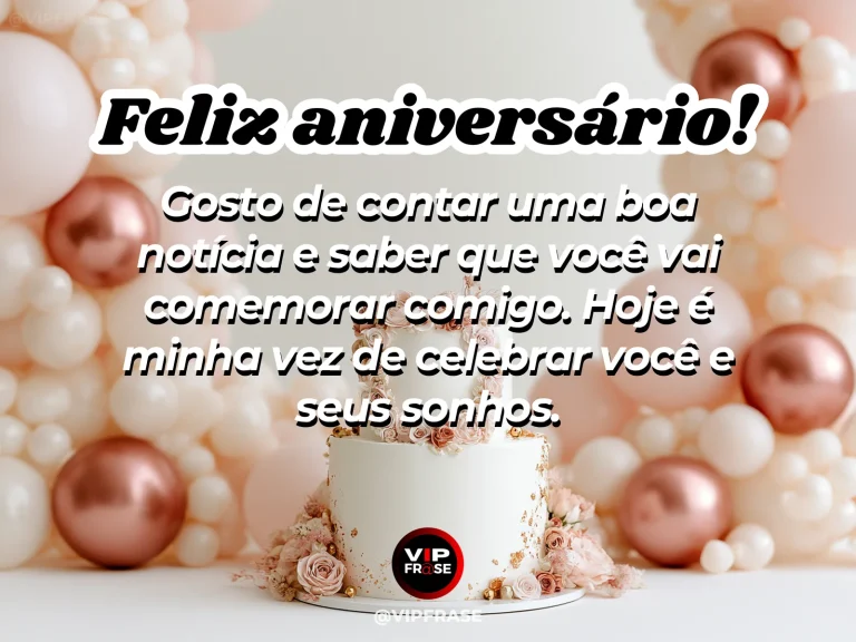 Mensagem de aniversário para namorada sobre a parceria de dividir boas notícias, em cena colorida de flores e luz natural.