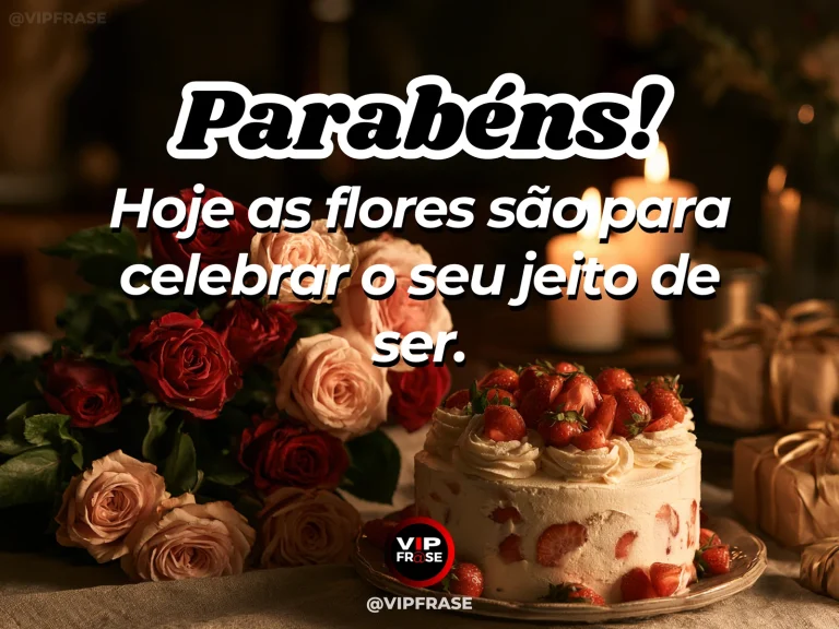 Mensagem de aniversário para namorada sobre flores para um dia só seu, em cena colorida de ambiente romântico iluminado.