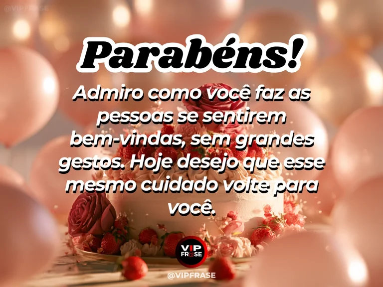 Mensagem de aniversário para namorada sobre o seu jeito de acolher quem chega, em cena colorida de ambiente romântico iluminado.
