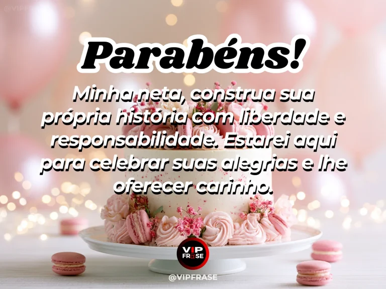 Mensagem de aniversário para neta sobre amor, com cenário colorido e luminoso de natureza.