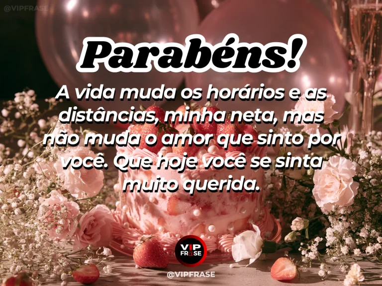Mensagem de aniversário para neta sobre amor, com cenário colorido e luminoso de natureza.