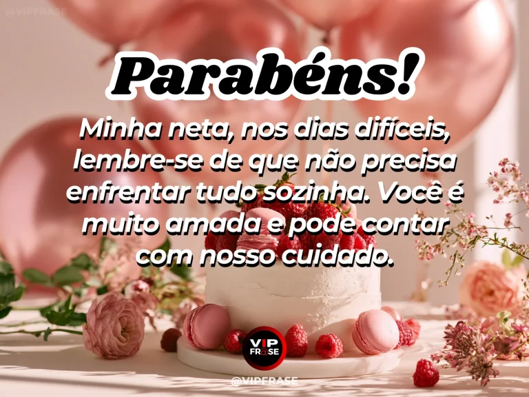Mensagem de aniversário para neta sobre conforto, com cenário colorido e luminoso de natureza.
