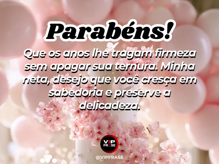 Mensagem de aniversário para neta sobre sabedoria, com cenário colorido e luminoso de natureza.
