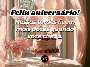 Mensagem de aniversário para neta sobre carinho, em dálias sobre mesa de jardim.