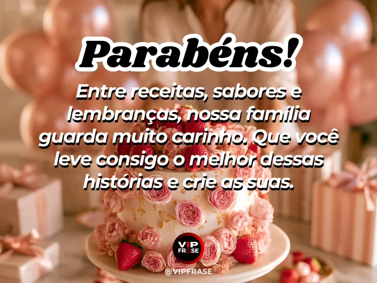 Mensagem de aniversário para neta sobre familia, em mesa rústica com ervas.