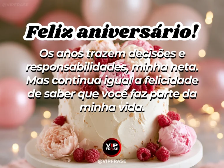 Mensagem de aniversário para neta sobre carinho, com cenário colorido e luminoso de natureza.