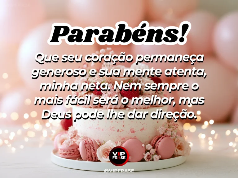Mensagem de aniversário para neta sobre sabedoria, com cenário colorido e luminoso de natureza.