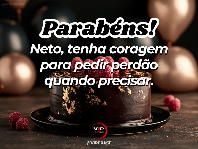 Mensagem de aniversário para neto sobre perdao, em cenário festivo com cores vivas e detalhes de celebração.