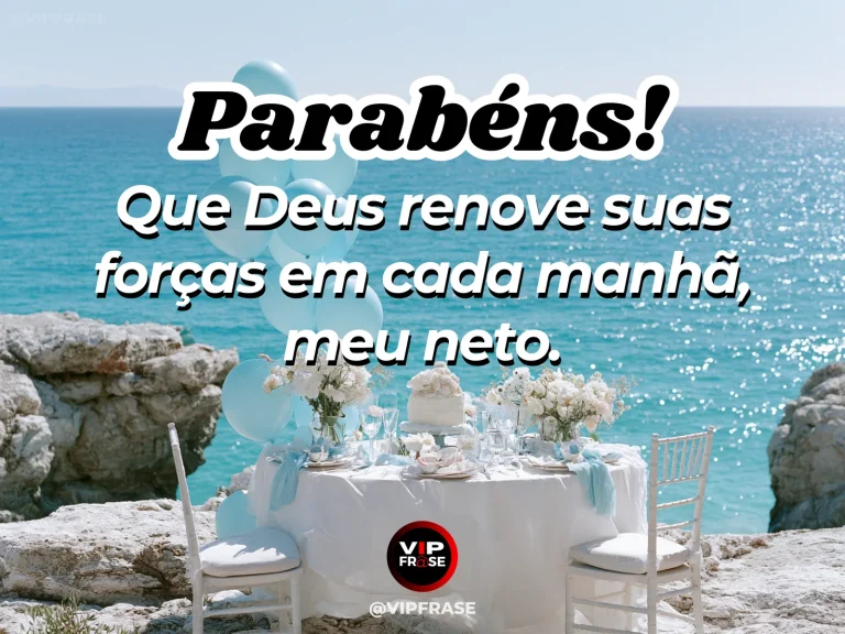 Mensagem de aniversário para neto sobre deus, em cenário festivo com cores vivas e detalhes de celebração.
