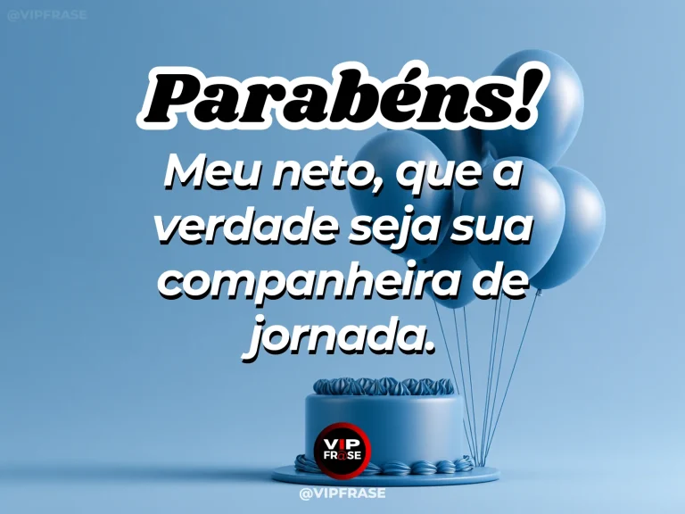 Mensagem de aniversário para neto sobre sabedoria, em cenário festivo com cores vivas e detalhes de celebração.