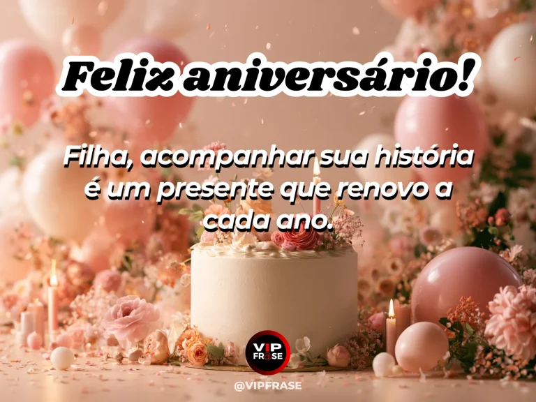 Arte de aniversário para filha sobre gratidao, com detalhes delicados de celebração.