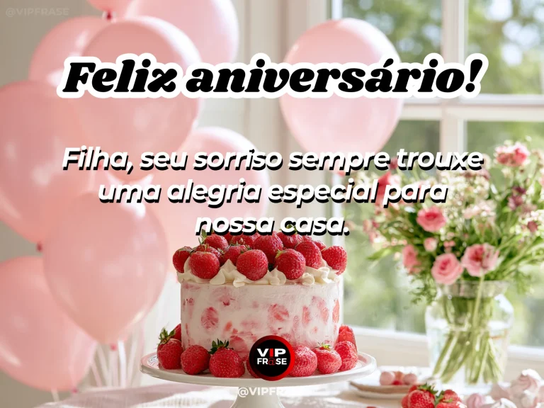 Arte de aniversário para filha sobre felicidade, com flores e luz natural.
