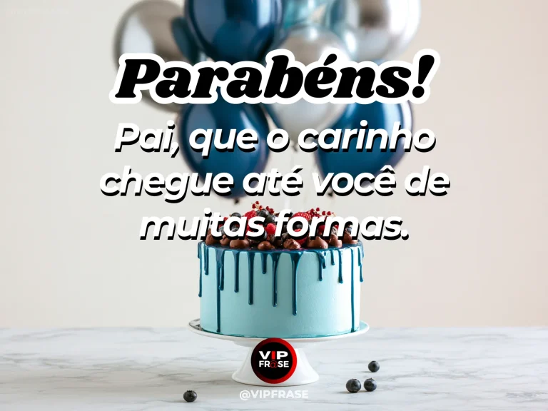 Mensagem de aniversário para pai sobre carinho recebido, com paisagem de jardim iluminado.