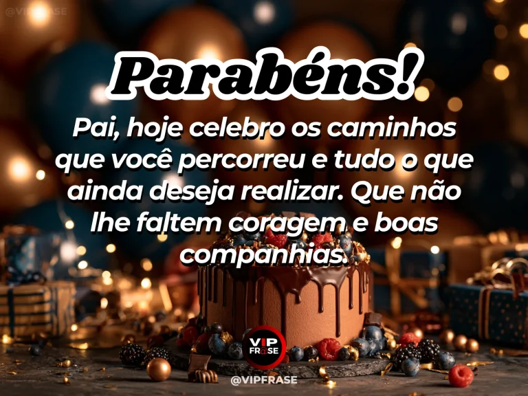 Mensagem de aniversário para pai sobre história e sonhos por realizar, com paisagem de natureza luminosa.