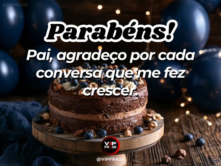 Mensagem de aniversário para pai sobre conversas formadoras, com paisagem de jardim iluminado.