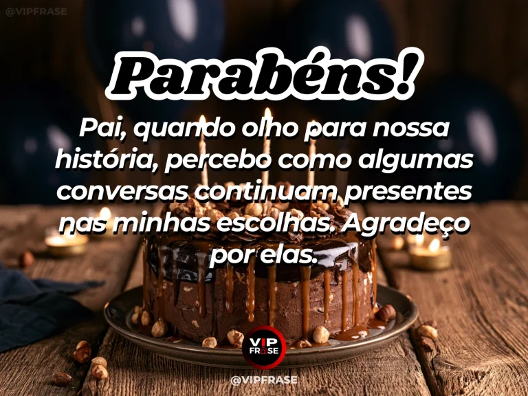 Mensagem de aniversário para pai sobre memória de conversas importantes, com paisagem de ambiente acolhedor.