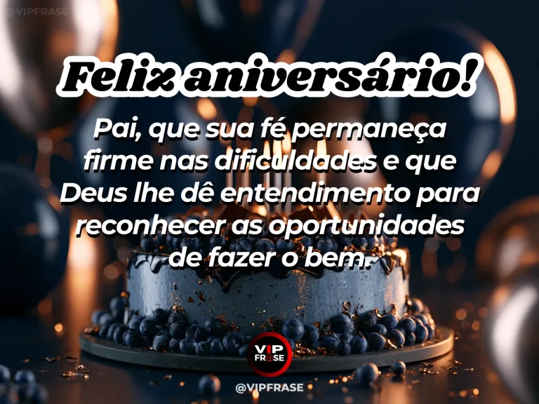 Mensagem de aniversário para pai sobre fé prática nas dificuldades, com paisagem de natureza luminosa.
