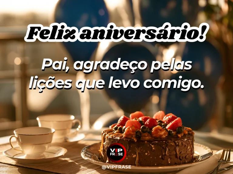 Mensagem de aniversário para pai sobre lições familiares, com paisagem de ambiente acolhedor.