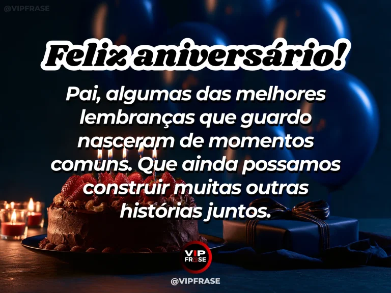 Mensagem de aniversário para pai sobre memórias comuns futuras, com paisagem de jardim iluminado.