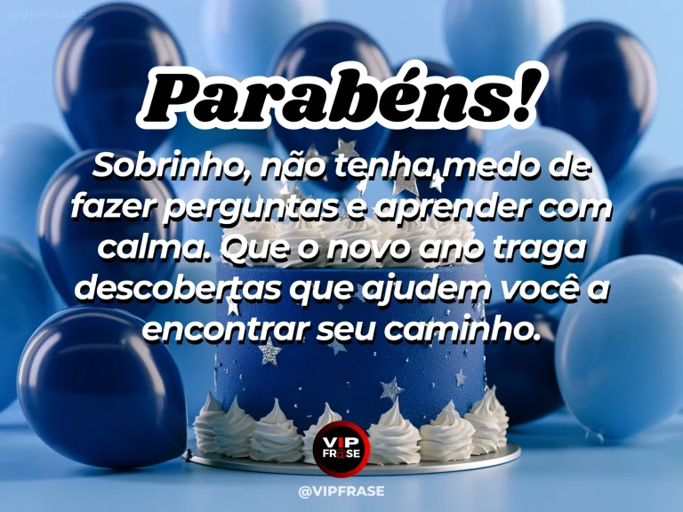 Mensagem de aniversário para sobrinho sobre estudo, com library window.