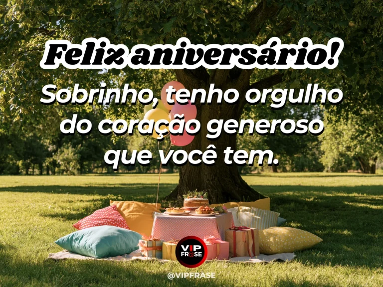 Mensagem de aniversário para sobrinho sobre gratidao, com golden sunlight on a graceful tree.
