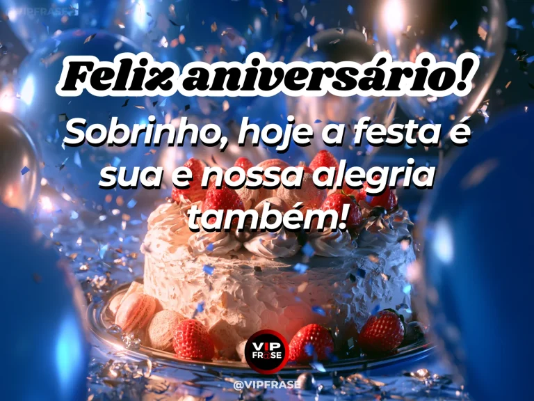 Mensagem de aniversário para sobrinho sobre felicidade, com bright birthday table surrounded by flowers.