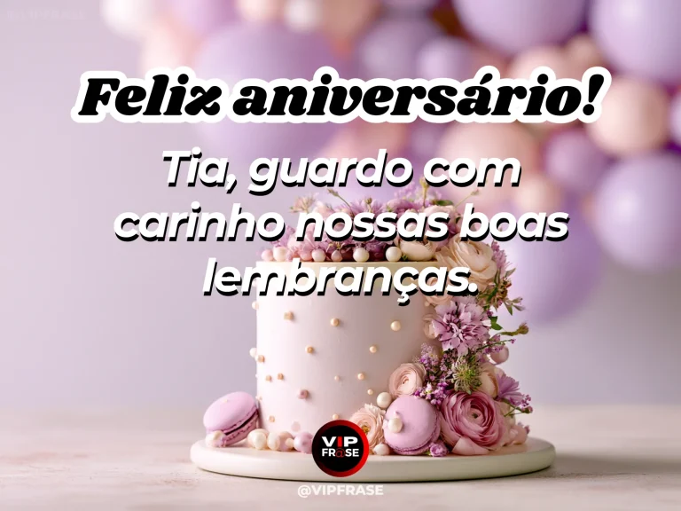 Mensagem de aniversário para tia sobre saudade, com álbum com fotografias desfocadas e flores vivas no terraço.