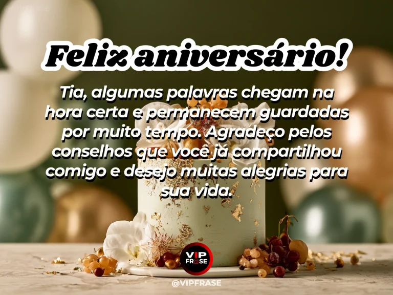 Mensagem de aniversário para tia sobre gratidao, com livro aberto e flores alegres sobre banco de jardim.
