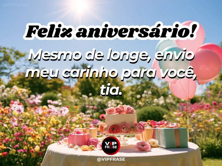 Mensagem de aniversário para tia sobre saudade, com ponte florida sobre rio ensolarado, horizonte luminoso.