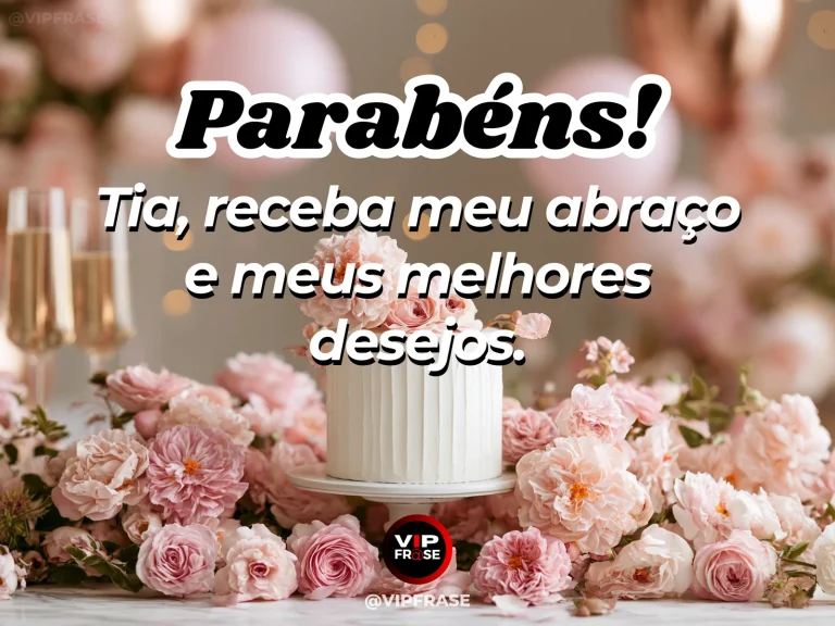 Mensagem de aniversário para tia sobre carinho, com duas cadeiras acolhedoras sob pérgola florida ao sol.