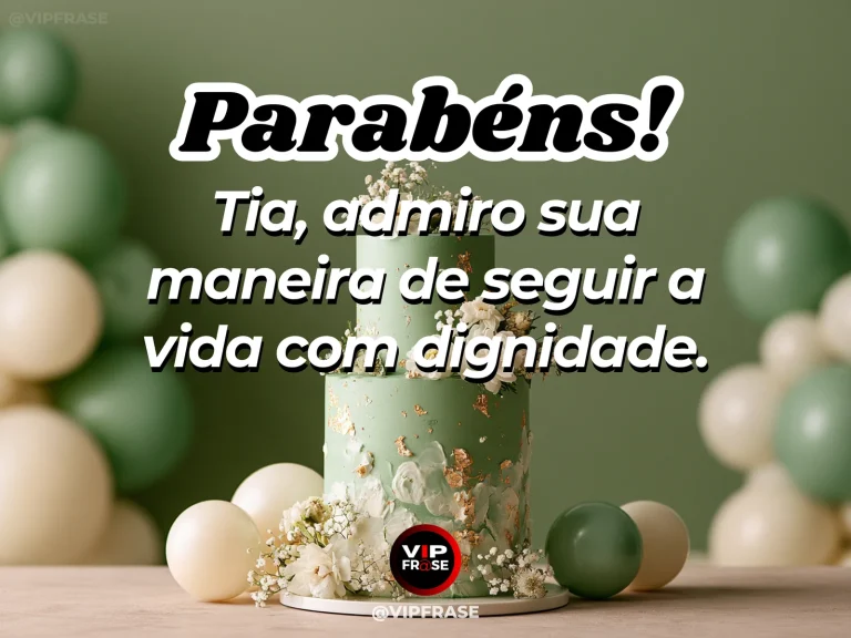 Mensagem de aniversário para tia sobre sabedoria, com árvore majestosa em jardim exuberante banhado pelo sol.