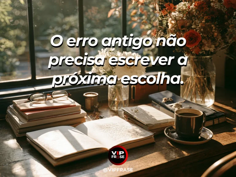 Mensagem sobre aprender com erros em mesa artística com papel renovado.